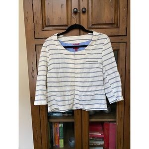 Merona Cream & Blue Linen Cropped Jacket